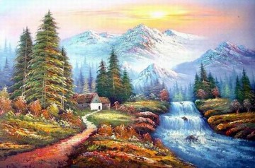 Cheap Vivid Freehand 19 Style of Bob Ross Oil Paintings